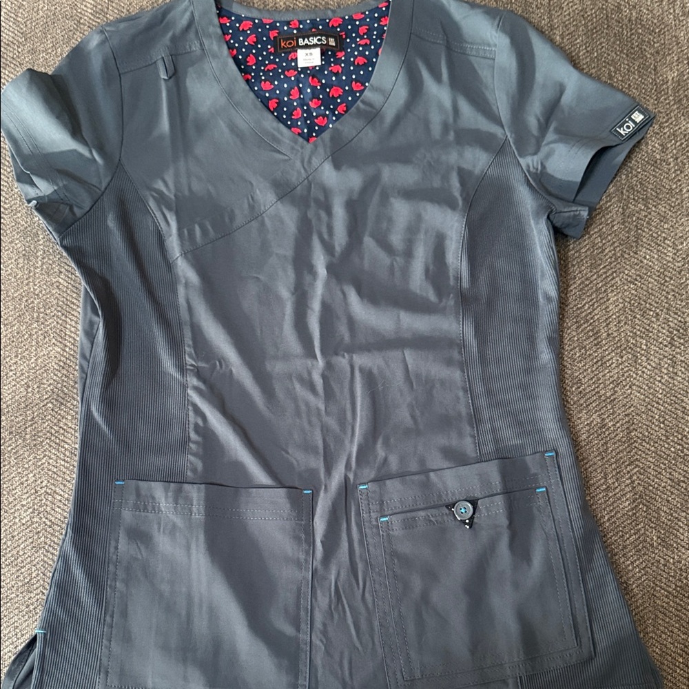 KOI Basics Women's Charcoal V-Neck Top